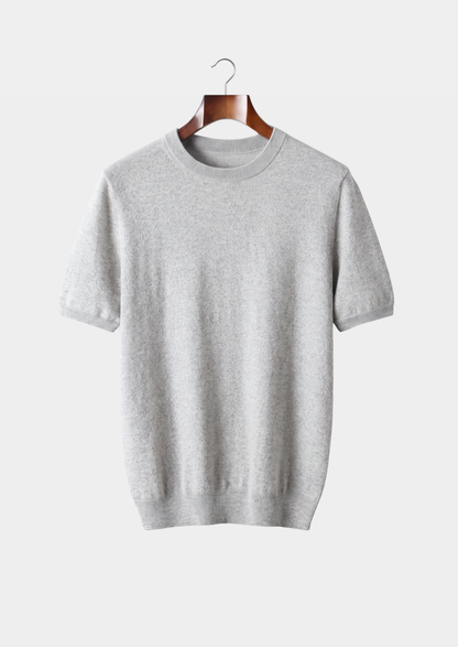 Premium Cashmere Classic Crewneck T-Shirt - Light Gray | Vallentty