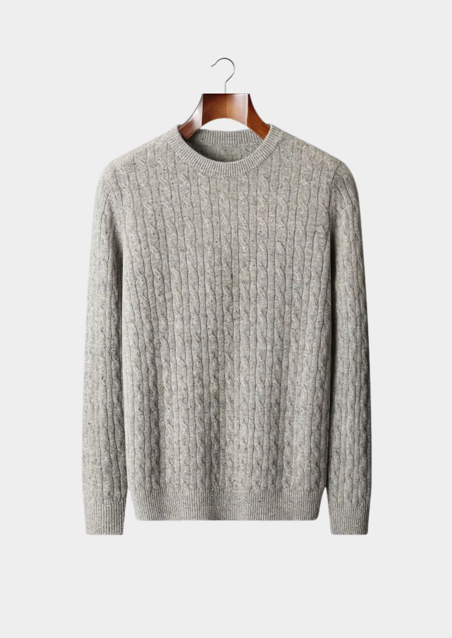 Pure Extra-Fine Merino Wool Nepped Cable Crewneck | Vallentty