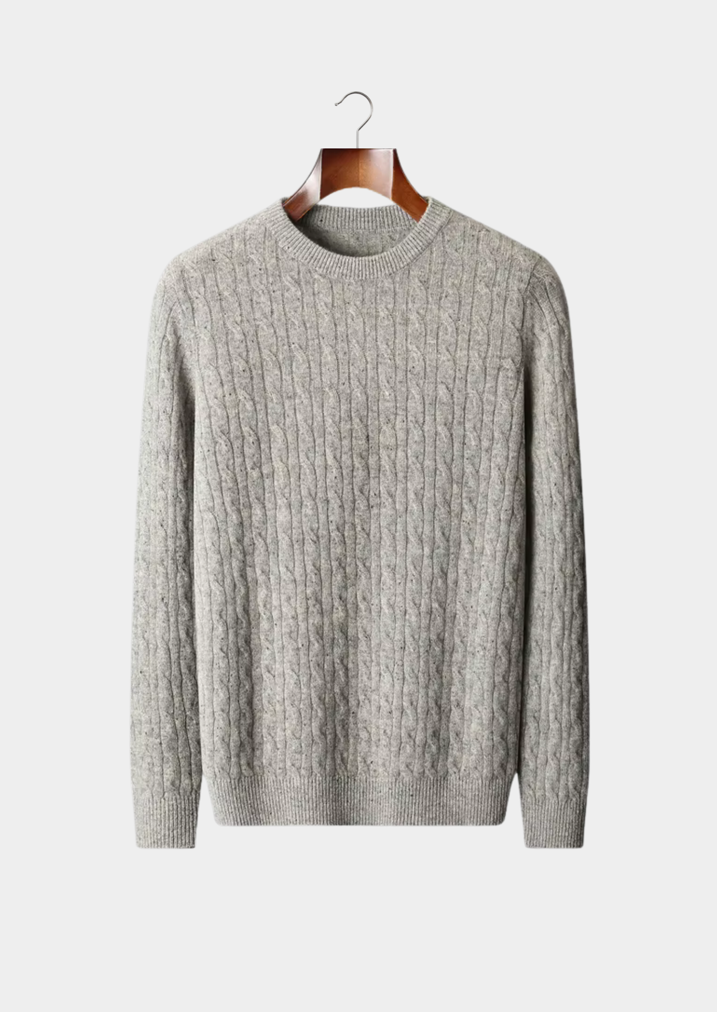 Pure Extra-Fine Merino Wool Nepped Cable Crewneck | Vallentty