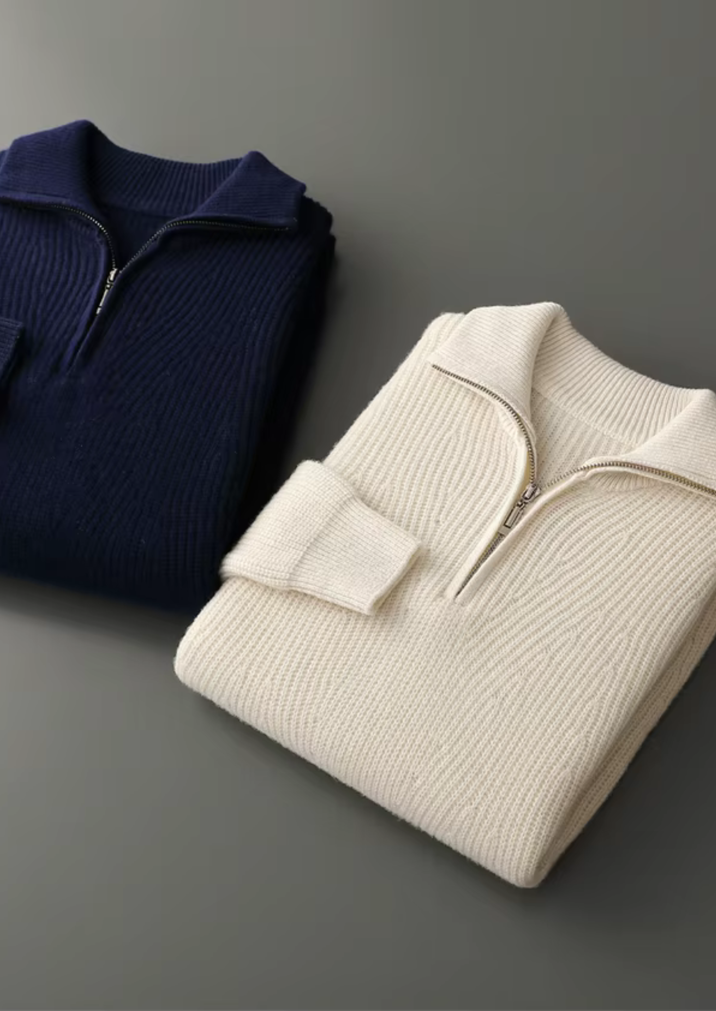 Pure Extra-Fine Merino Wool Ribbed Half-Zip | Vallentty