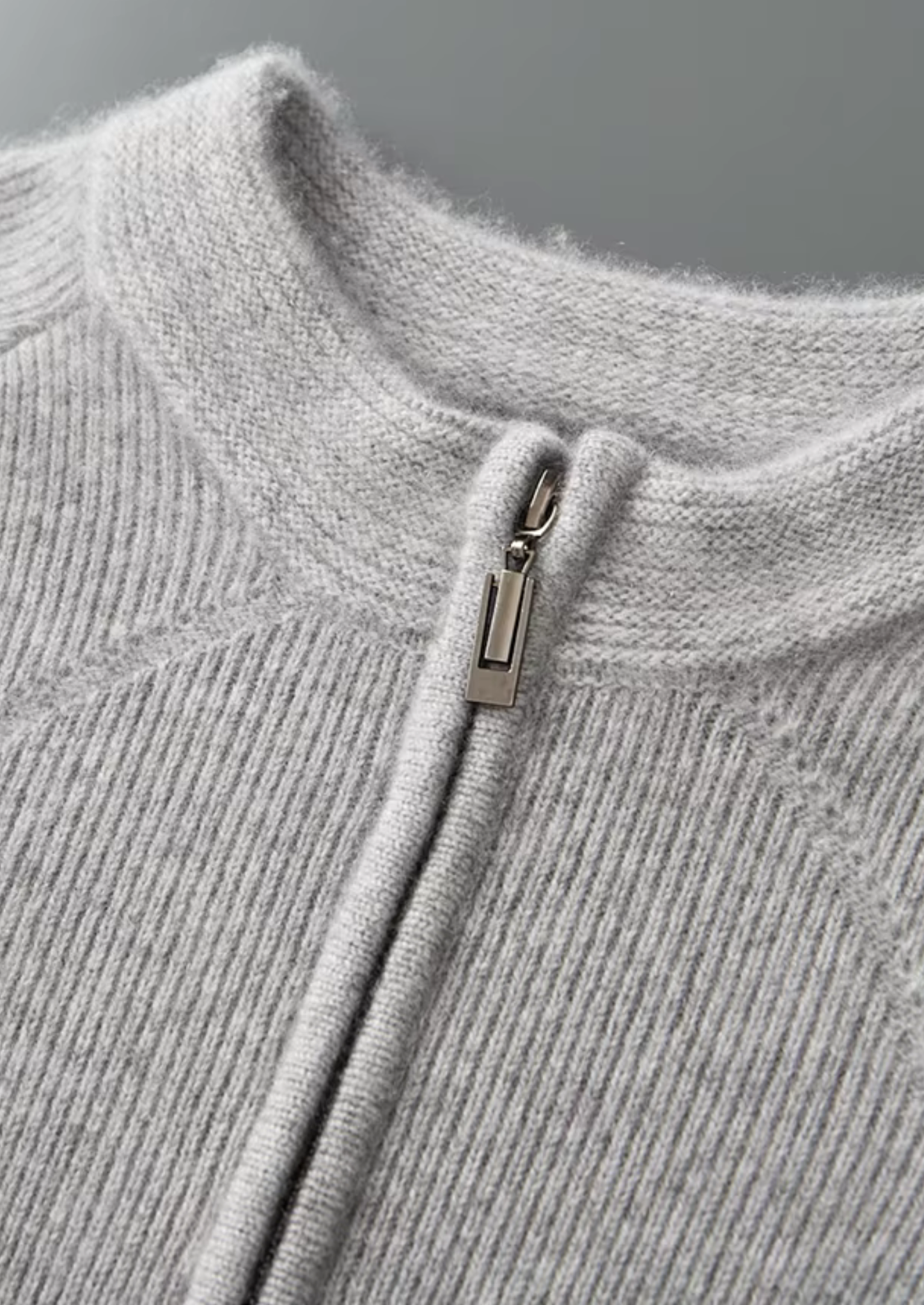 Pure Extra-Fine Merino Wool Ribbed Zip Cardigan | Vallentty
