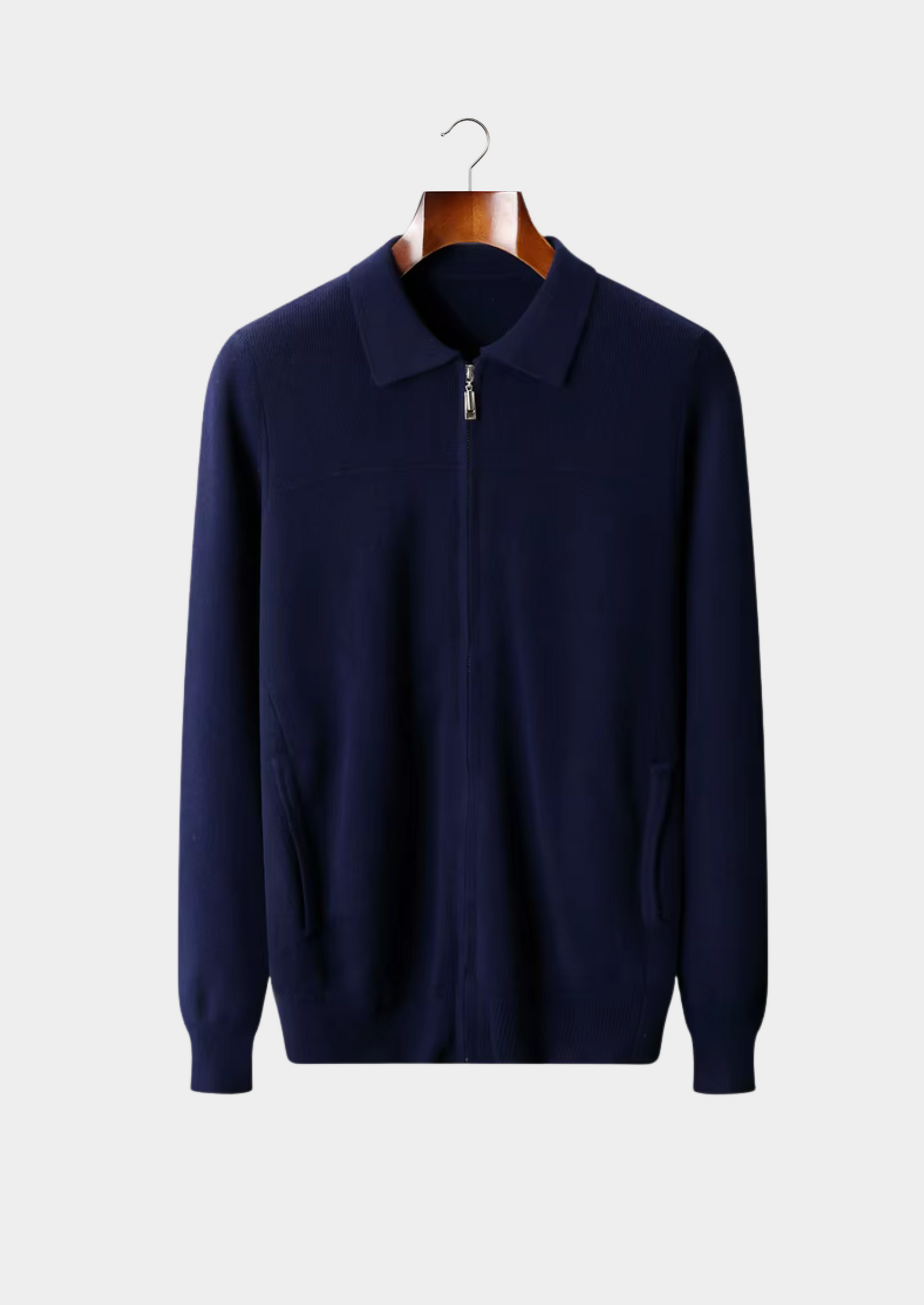 Pure Extra-Fine Merino Wool Ribbed Polo Cardigan | Vallentty