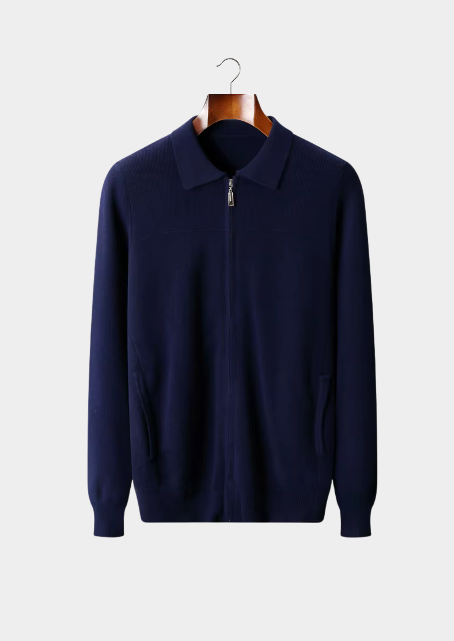Pure Extra-Fine Merino Wool Ribbed Polo Cardigan | Vallentty