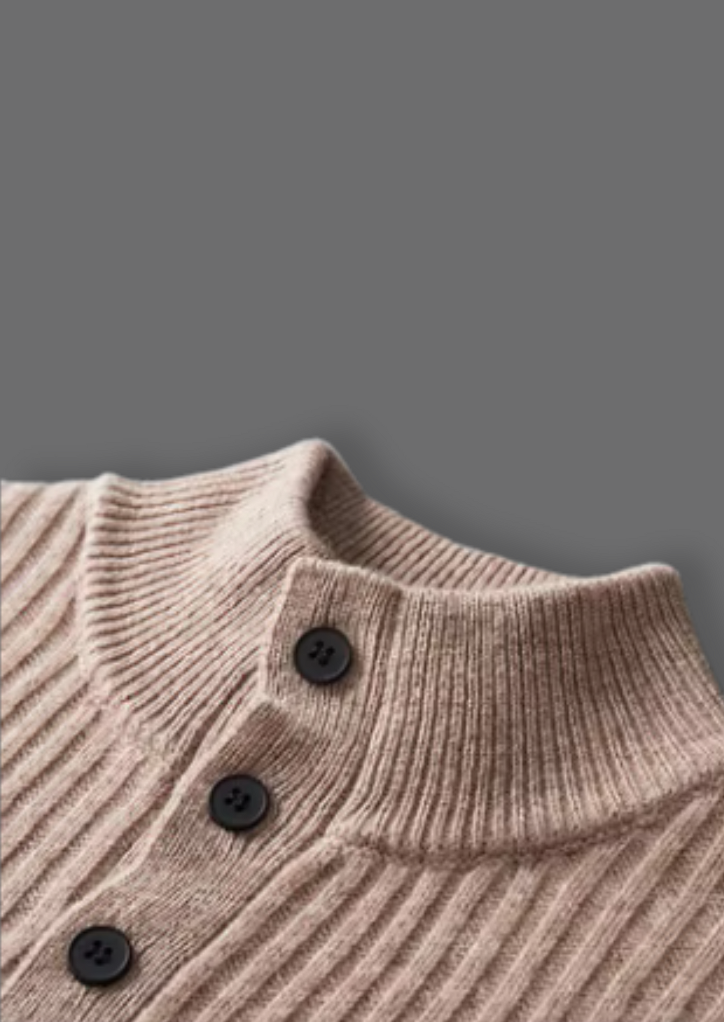 Pure Extra-Fine Merino Wool Ribbed Henley Sweater | Vallentty
