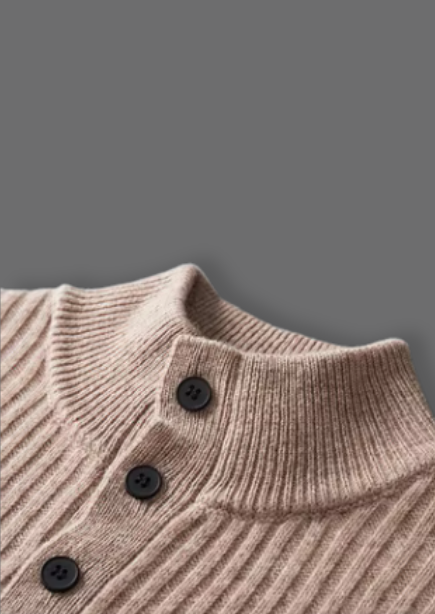 Pure Extra-Fine Merino Wool Ribbed Henley Sweater | Vallentty