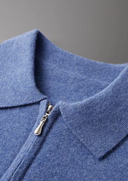 Pure Extra-Fine Merino Wool Half Zip Polo | Vallentty