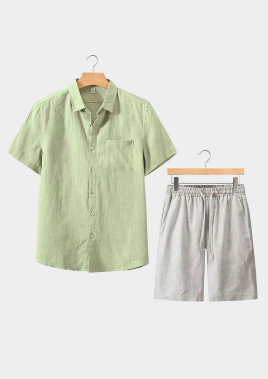 Dolcevita Shortsleeve Summer Set - Mint Green/beige | Vallentty