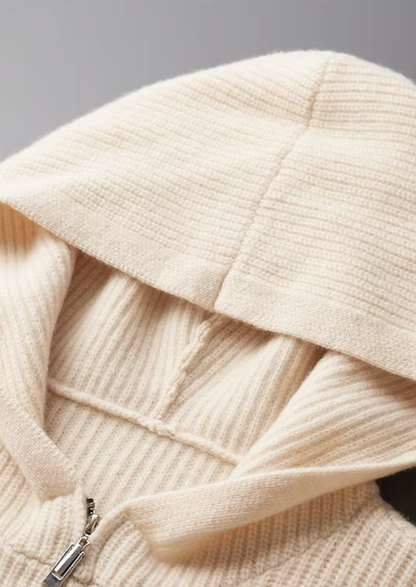 Pure Extra-Fine Merino Wool Half Zipper Hoodie | Vallentty