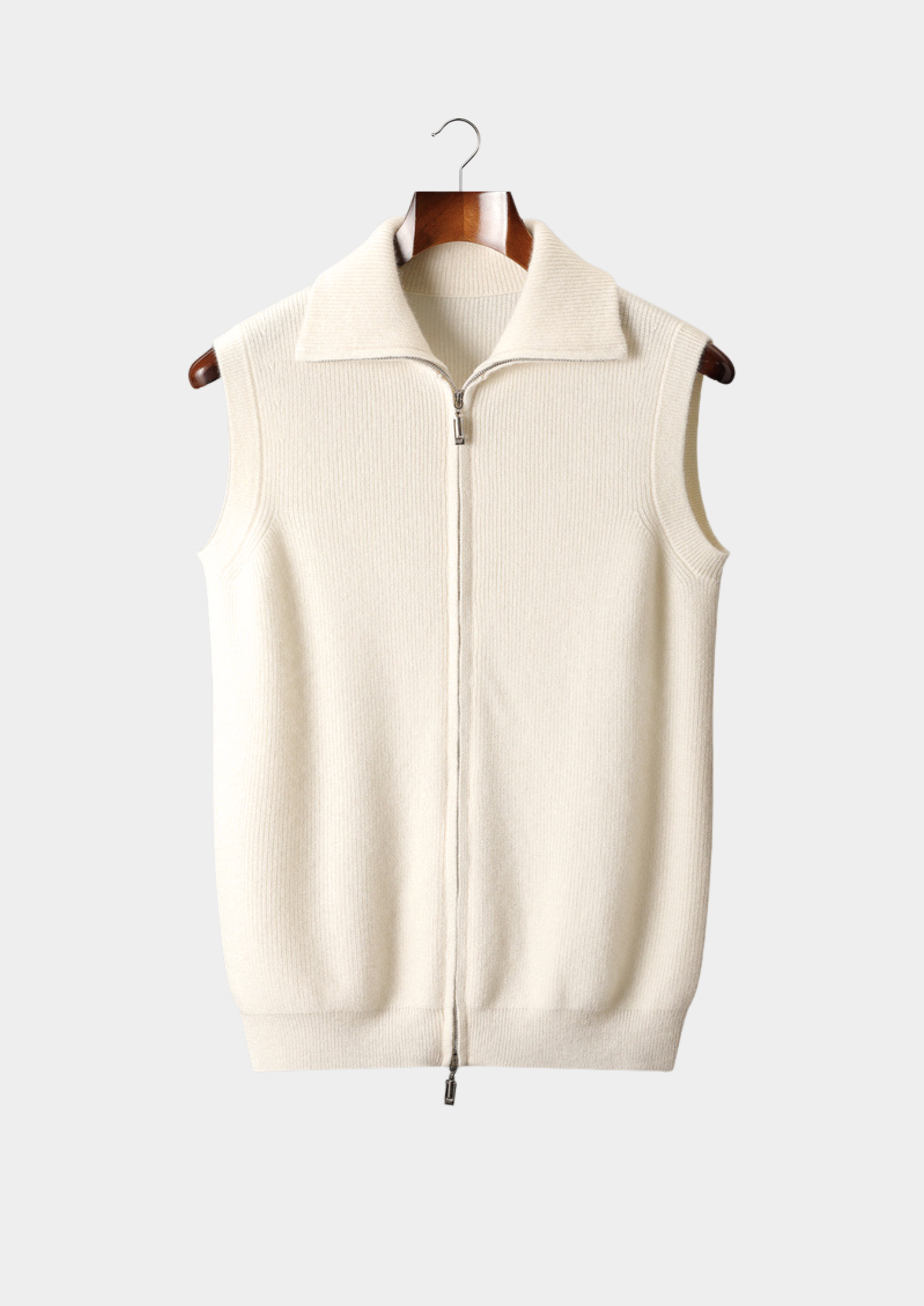 Pure Cashmere Ivory Body Warmer Vest | Vallentty
