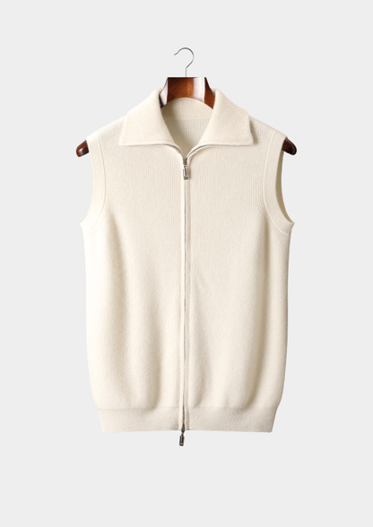 Pure Cashmere Ivory Body Warmer Vest | Vallentty