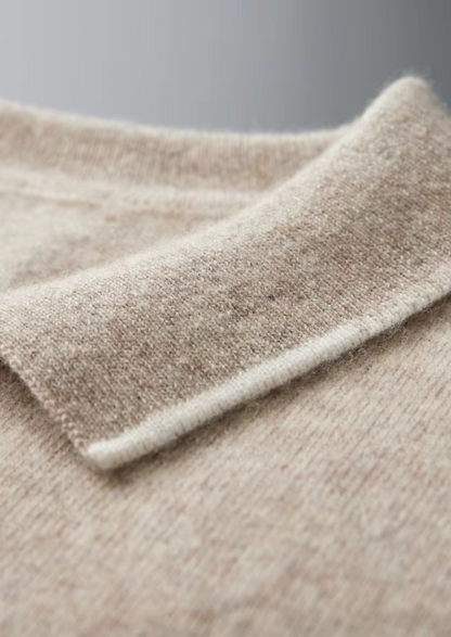 Premium Cashmere Two Tone Button Polo | Vallentty