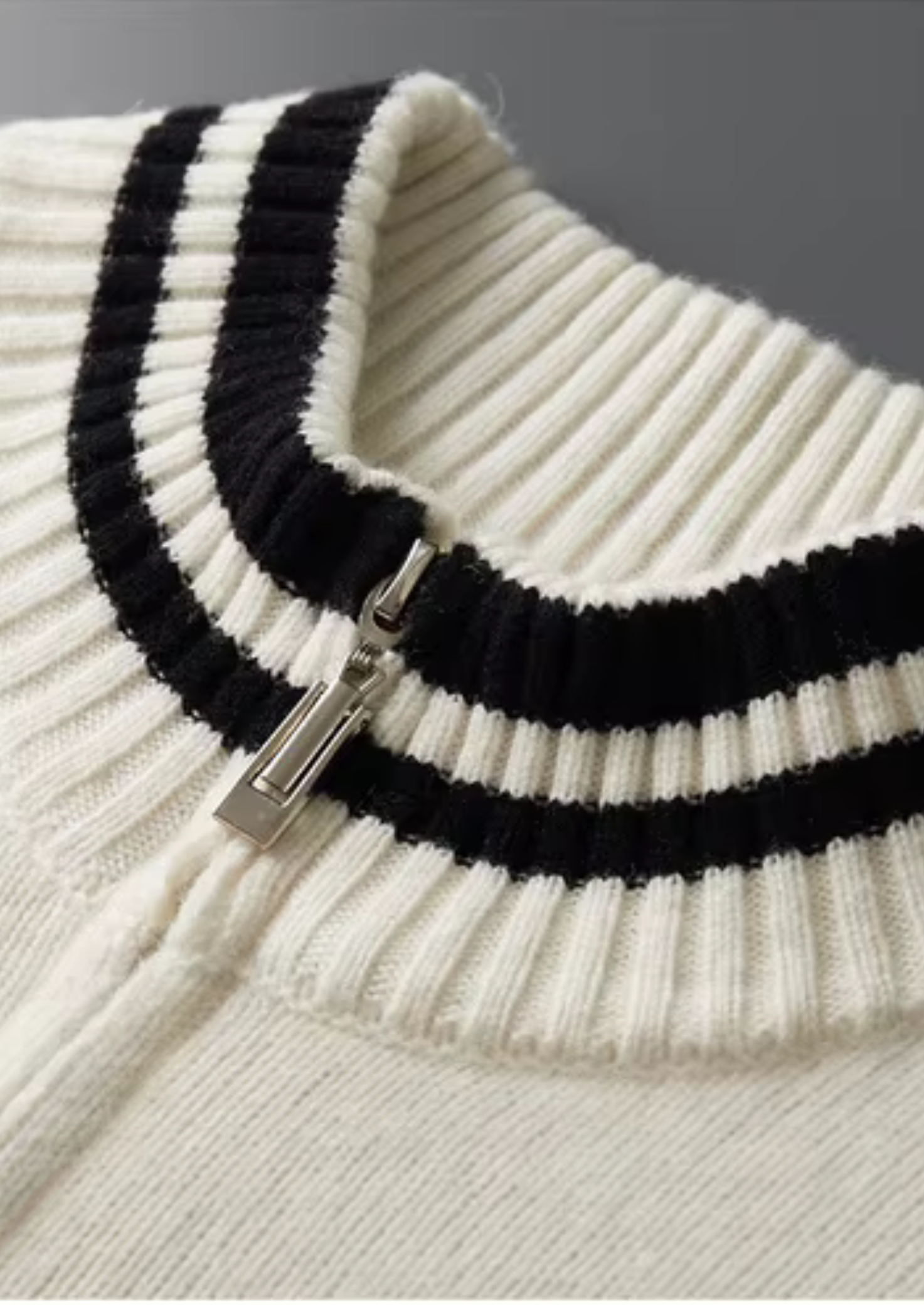 Pure Extra-Fine Merino Wool Two Tone Zip Cardigan | Vallentty