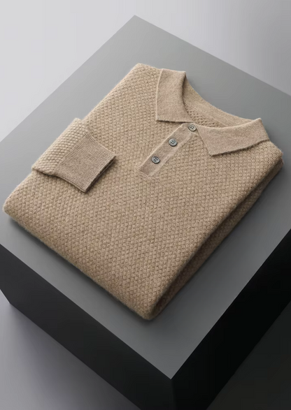 Premium Cashmere Textured Sweater Polo | Vallentty