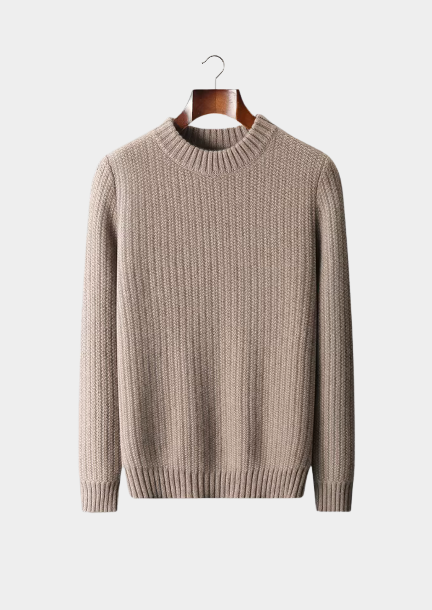 Pure Cashmere Beige Heavyweight Crewneck | Vallentty