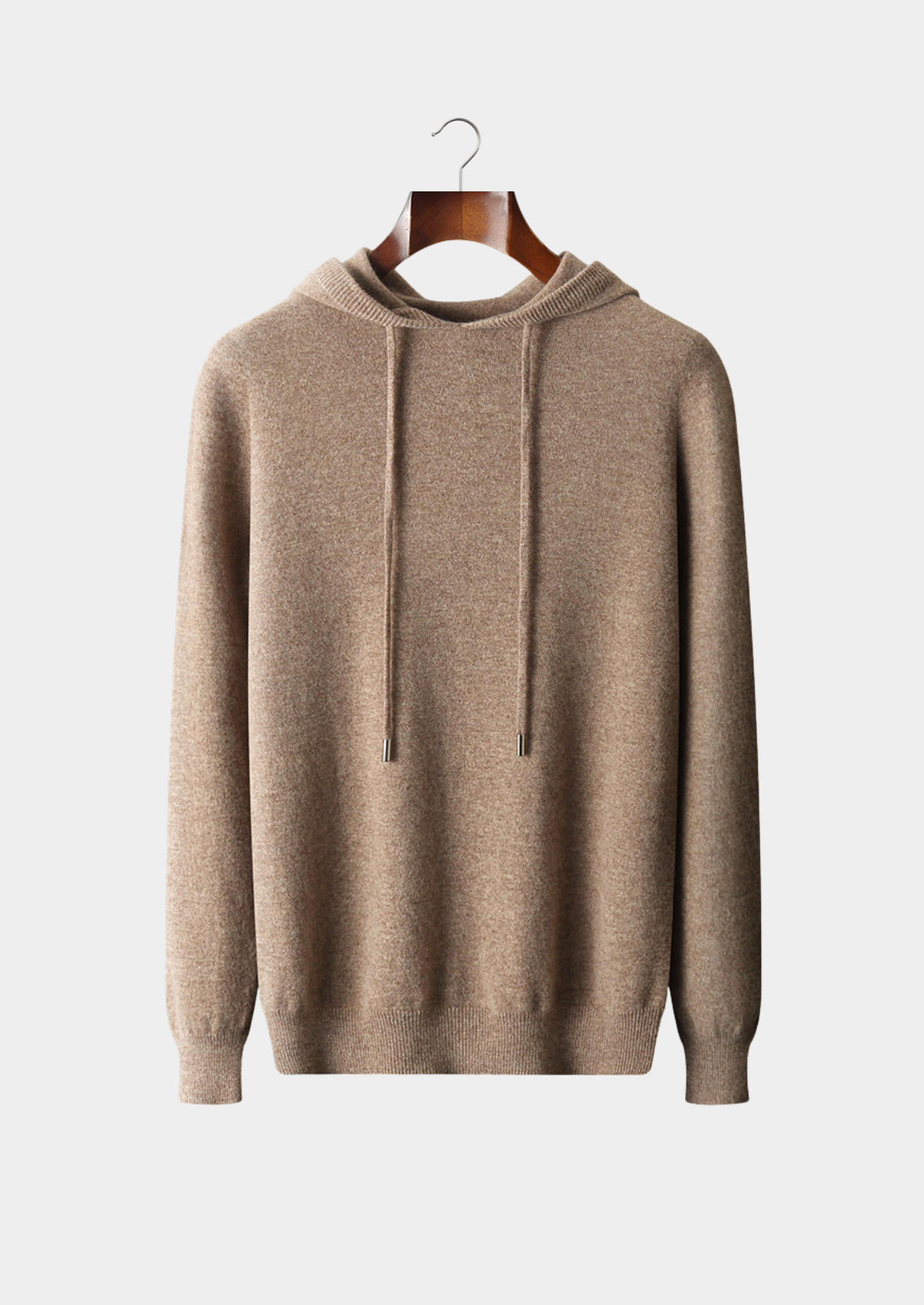 Pure Extra-Fine Merino Wool Beige Leisure Hoodie | Vallentty