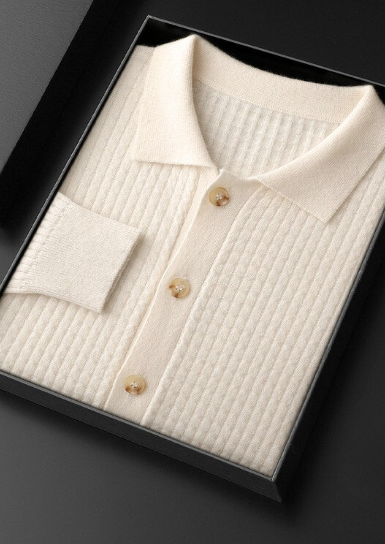 Pure Cashmere Ivory Textured Button Cardigan | Vallentty