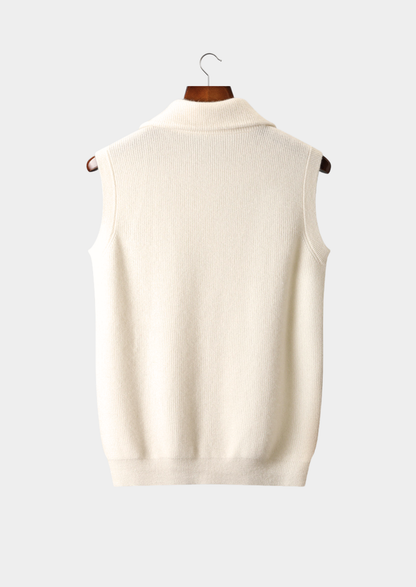 Pure Cashmere Ivory Body Warmer Vest | Vallentty