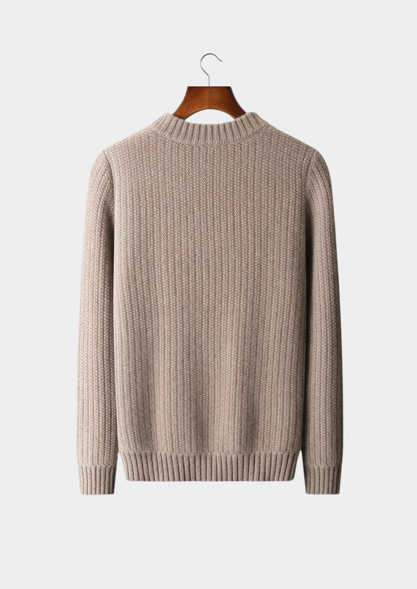 Pure Cashmere Beige Heavyweight Crewneck | Vallentty