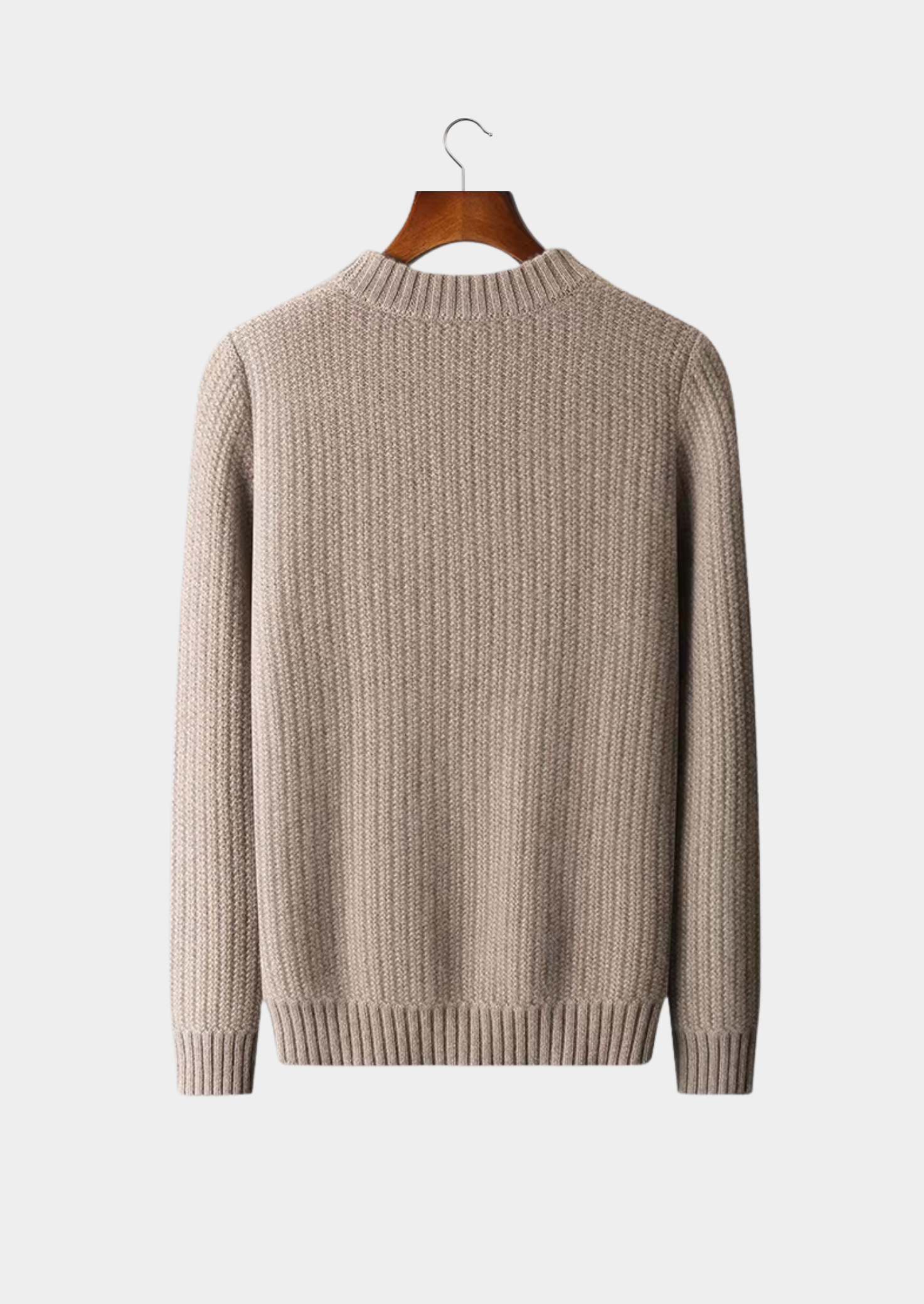 Pure Cashmere Beige Heavyweight Crewneck | Vallentty