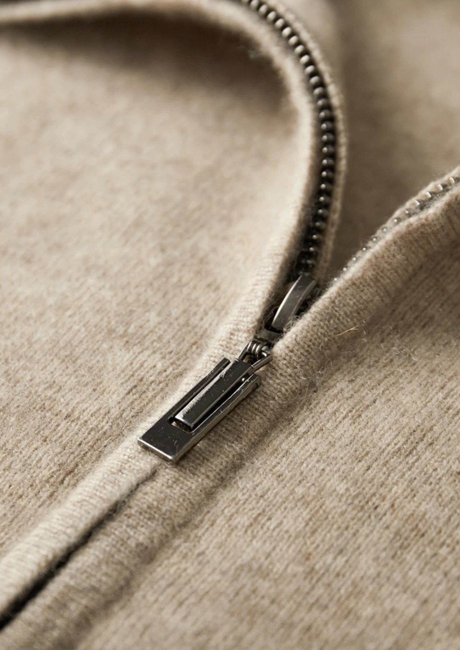 Premium Cashmere Zip Polo Cardigan | Vallentty