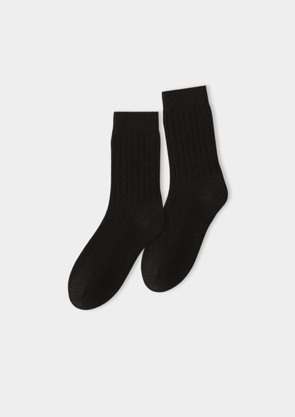 Black Ultra-Soft Ribbed Merino Wool Socks | Vallentty