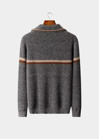 Pure Cashmere Striped Zip Cardigan | Vallentty