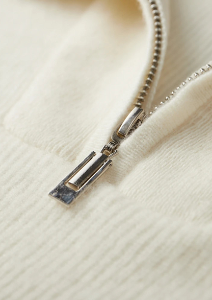 Premium Cashmere Ribbed Half-Zip Sweater | Vallentty