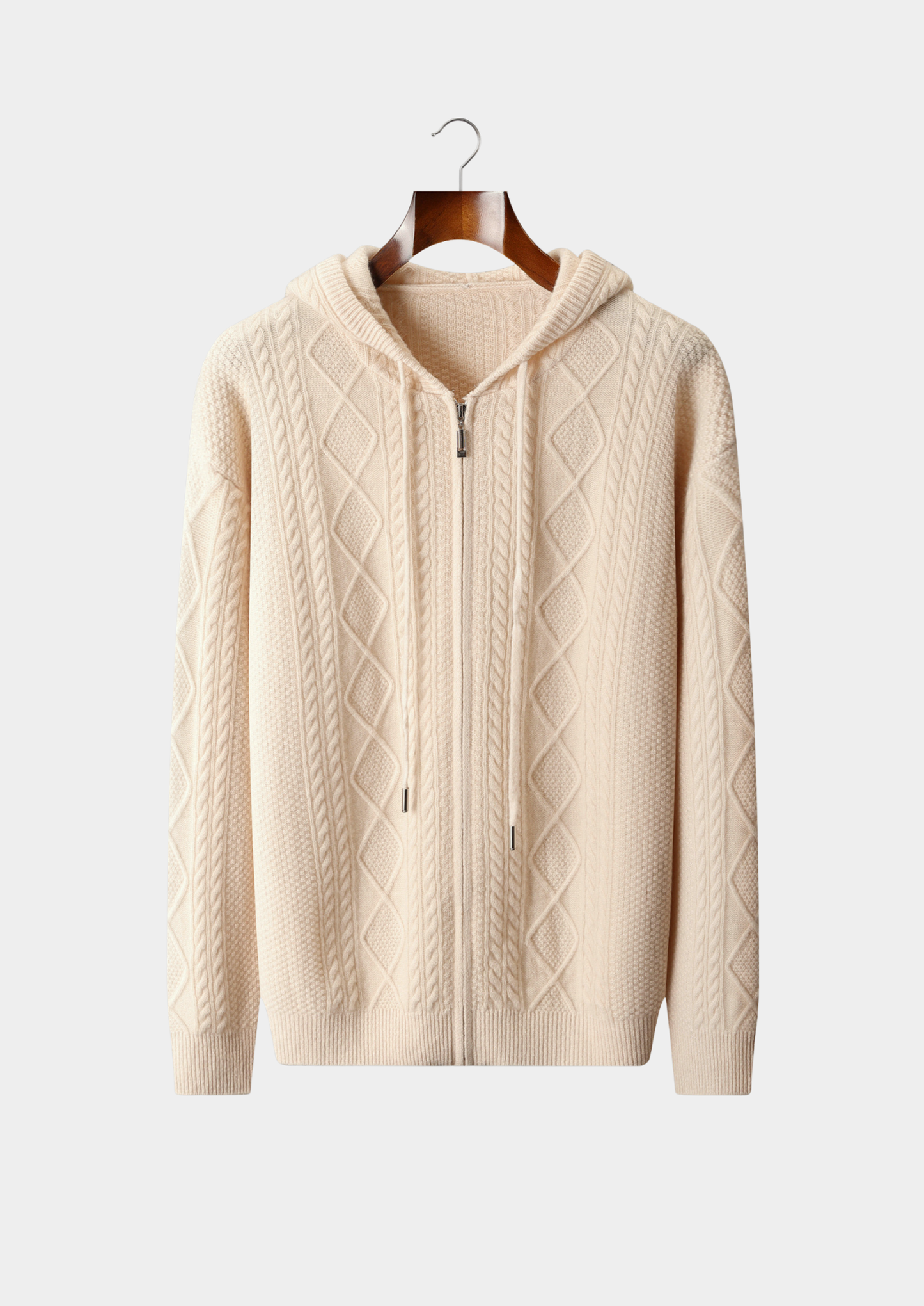 Pure Extra-Fine Merino Wool Wintertime Zipper Hoodie | Vallentty
