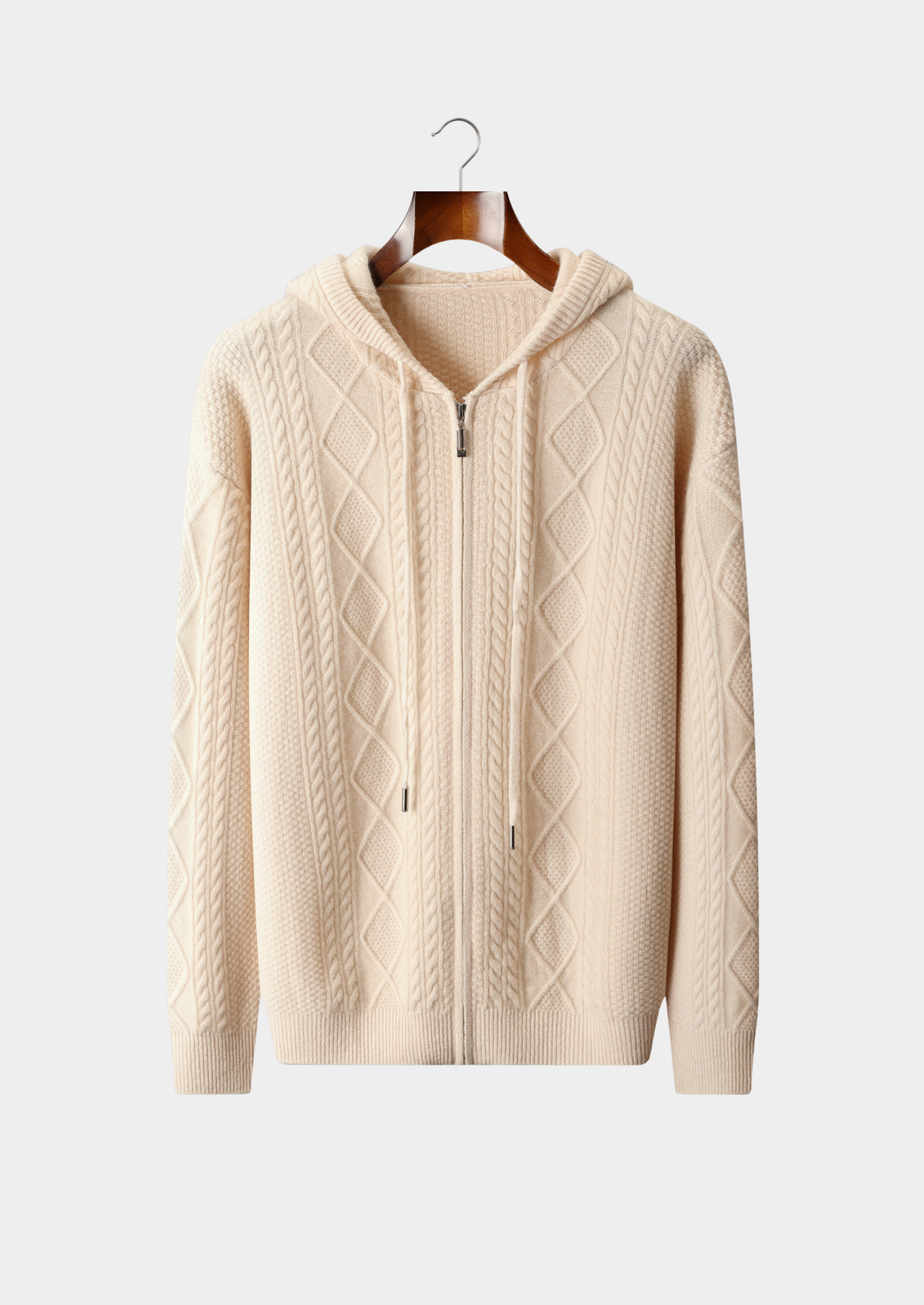 Pure Extra-Fine Merino Wool Wintertime Zipper Hoodie | Vallentty