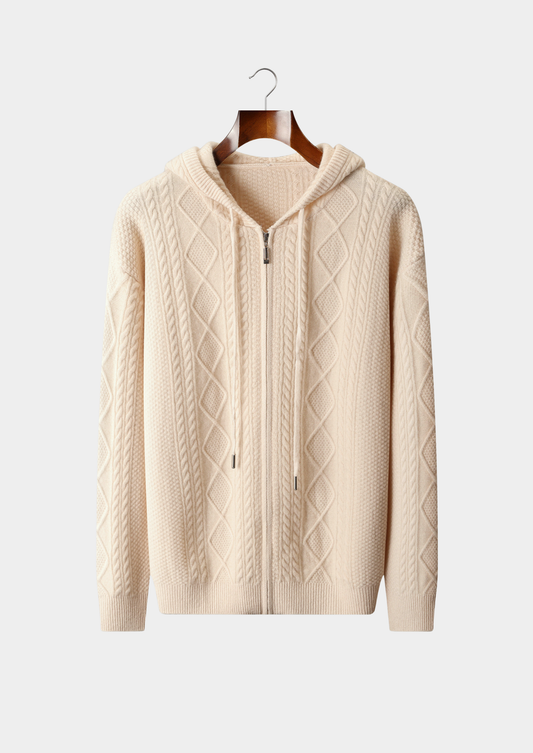 Pure Extra-Fine Merino Wool Wintertime Zipper Hoodie | Vallentty