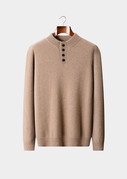 Pure Cashmere Beige Button Sweater | Vallentty
