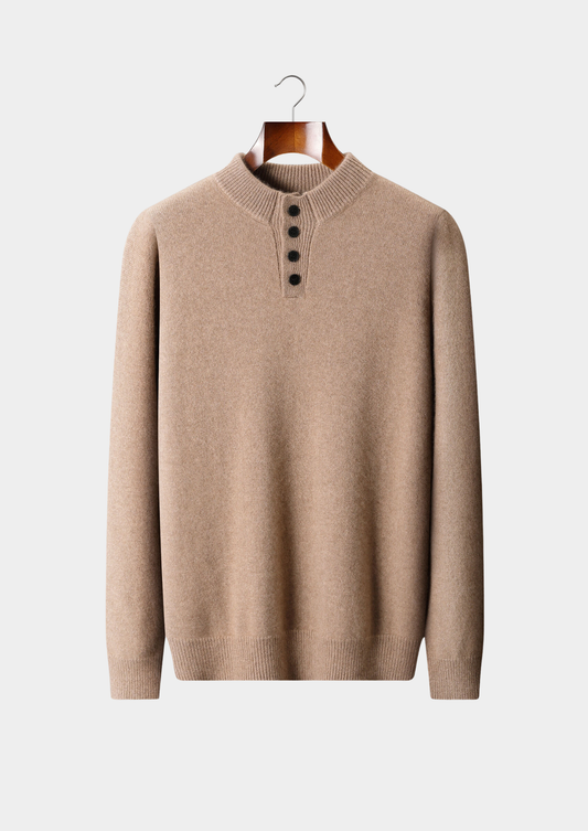 Pure Cashmere Beige Button Sweater | Vallentty