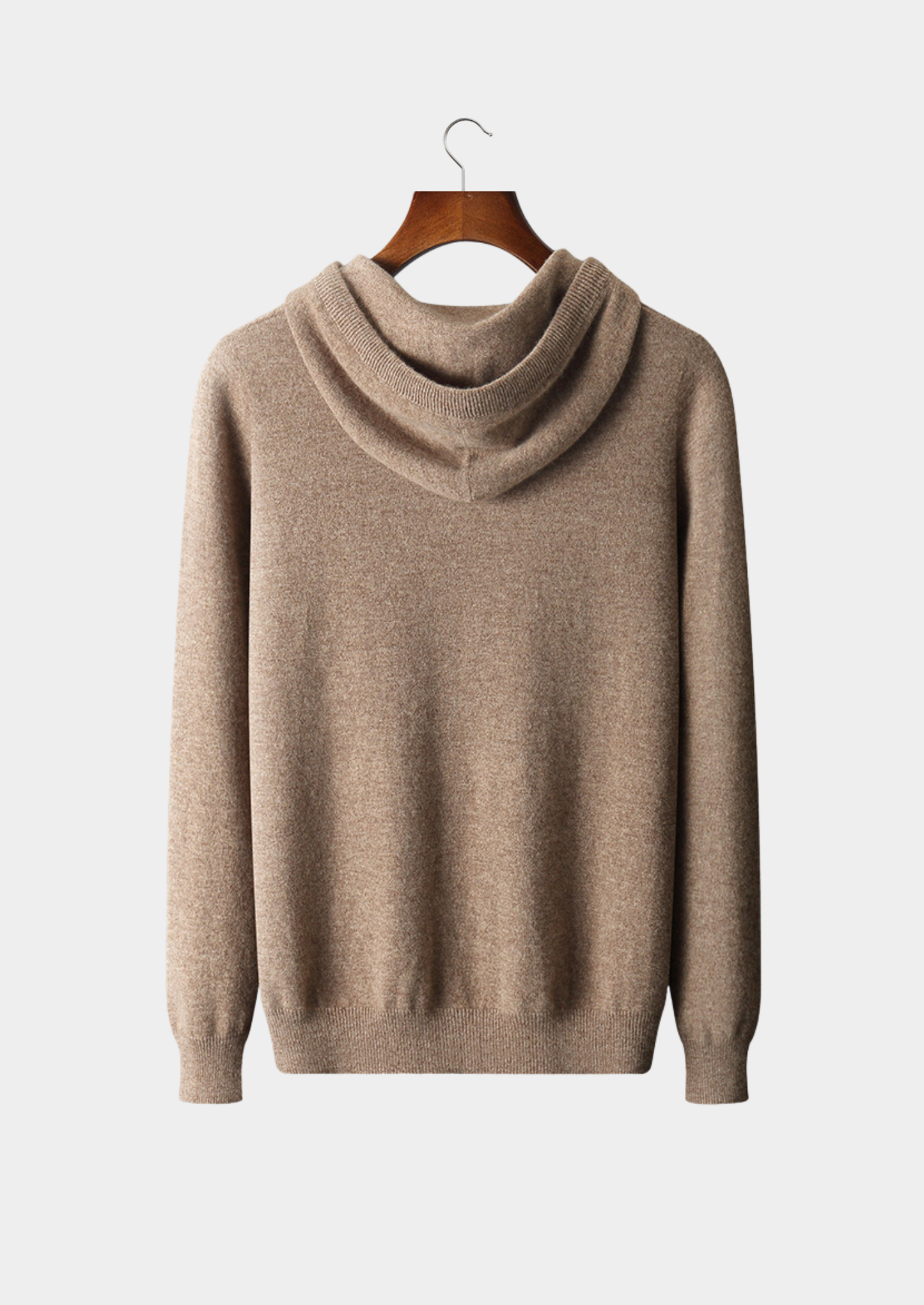 Pure Extra-Fine Merino Wool Beige Leisure Hoodie | Vallentty