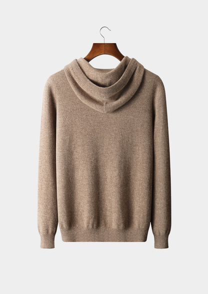 Pure Extra-Fine Merino Wool Beige Leisure Hoodie | Vallentty