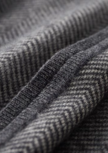 Pure Extra-Fine Merino Wool Gray Herringbone Set | Vallentty