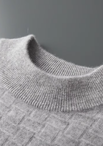 Pure Extra-Fine Merino Wool Textured Mockneck | Vallentty