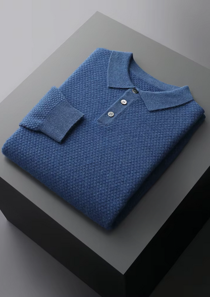 Premium Cashmere Textured Sweater Polo | Vallentty