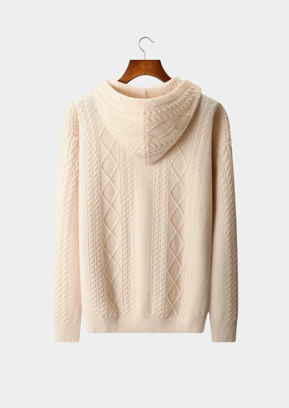 Pure Extra-Fine Merino Wool Wintertime Zipper Hoodie | Vallentty