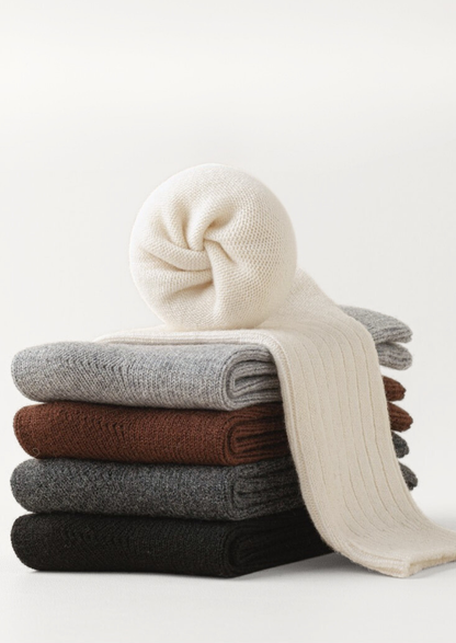 Light Gray Ultra-Soft Ribbed Merino Wool Socks | Vallentty