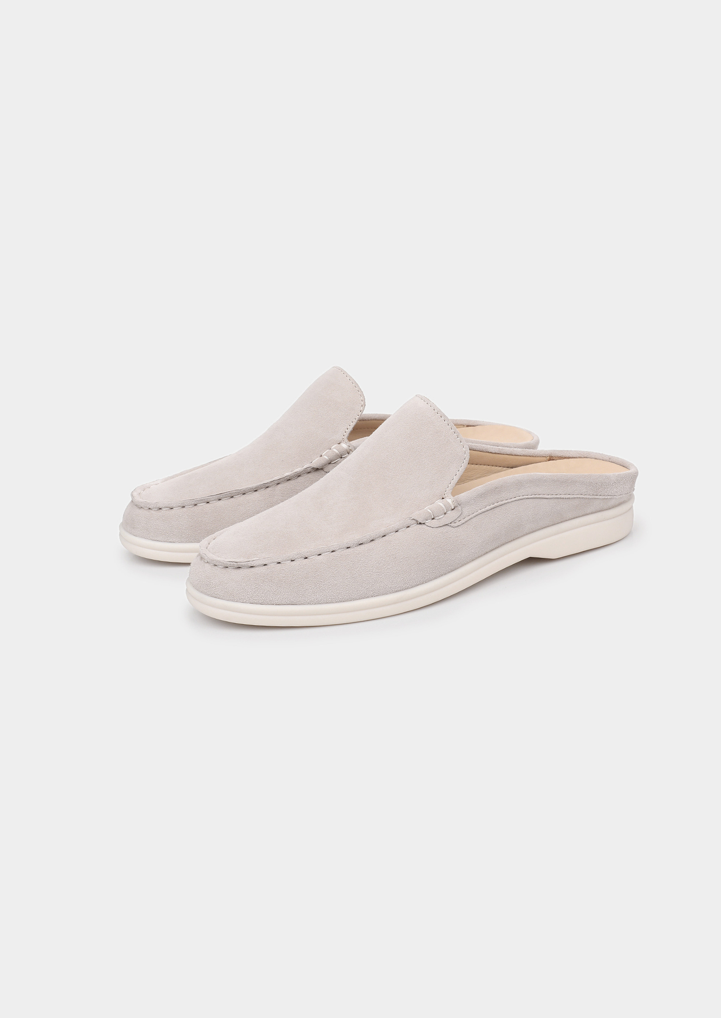 Light Gray Marina Suede Slipper | Vallentty