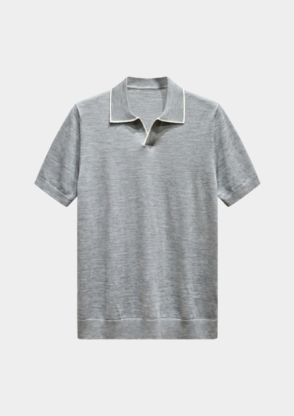 Ellis Light Gray Lightweight Polo Shirt | Vallentty