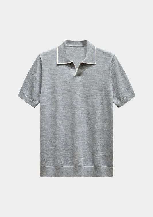 Ellis Light Gray Lightweight Polo Shirt | Vallentty