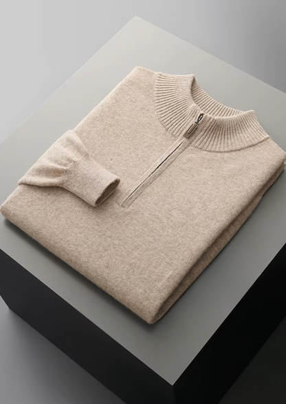 Pure Extra-Fine Merino Wool Half Zip Sweater | Vallentty