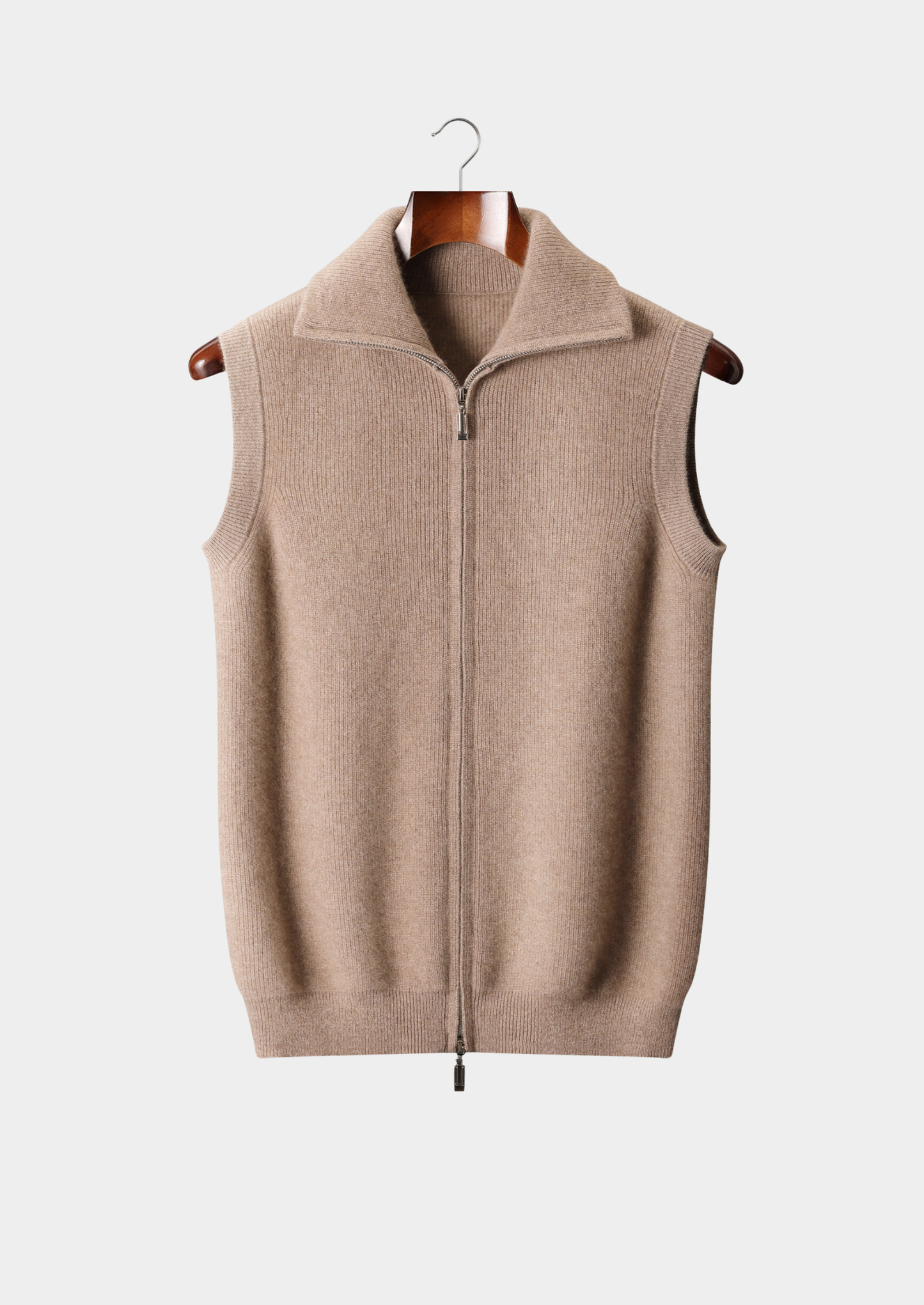 Pure Cashmere Beige Body Warmer Vest | Vallentty