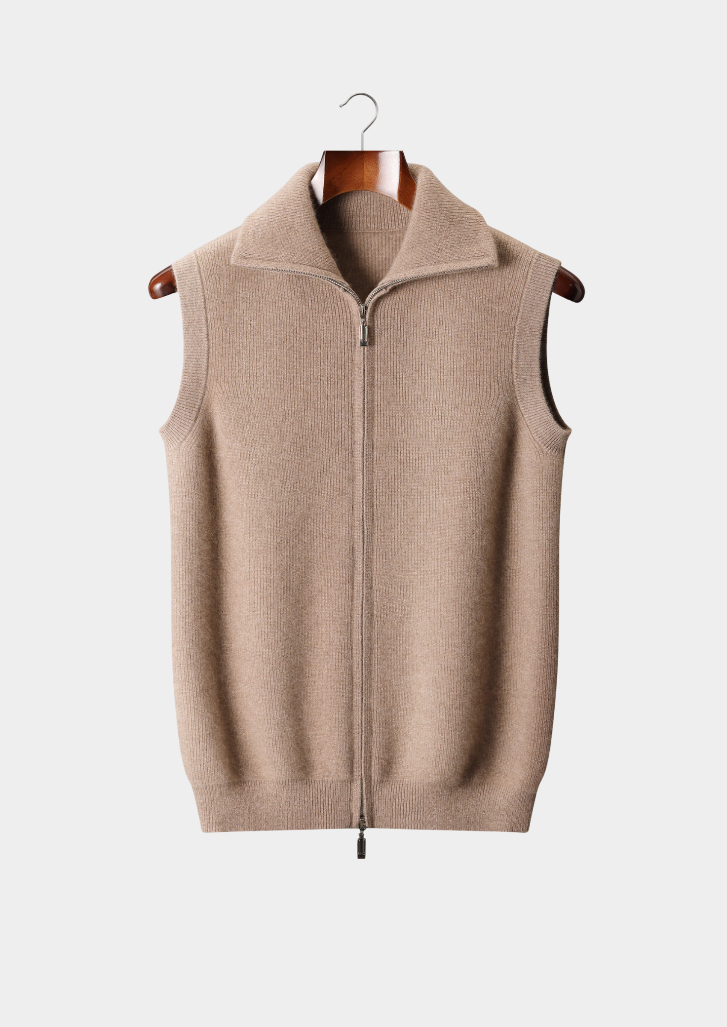Pure Cashmere Beige Body Warmer Vest | Vallentty