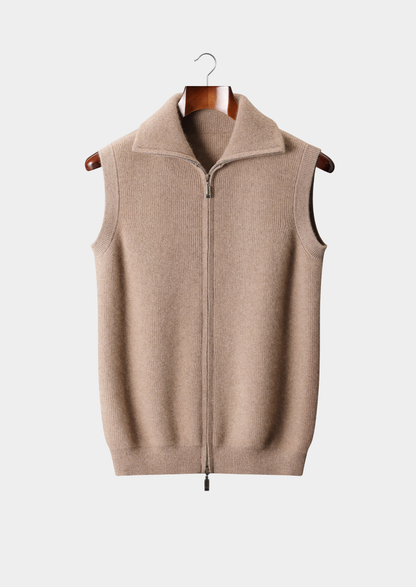 Pure Cashmere Beige Body Warmer Vest | Vallentty