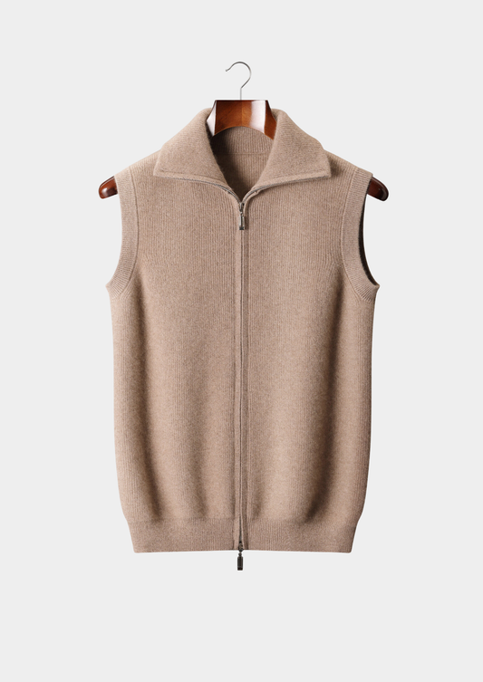 Pure Cashmere Beige Body Warmer Vest | Vallentty