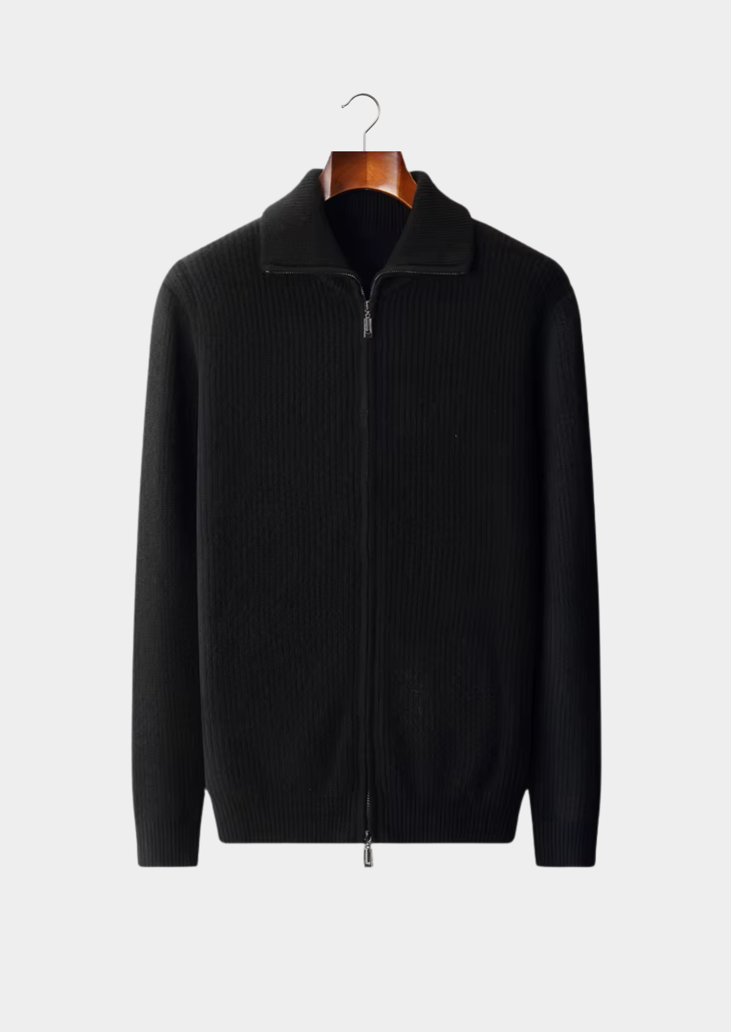 Pure Extra-Fine Merino Wool Funnel Neck Dual Zip Cardigan | Vallentty