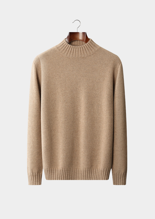 Pure Cashmere Beige Mockneck Sweater | Vallentty