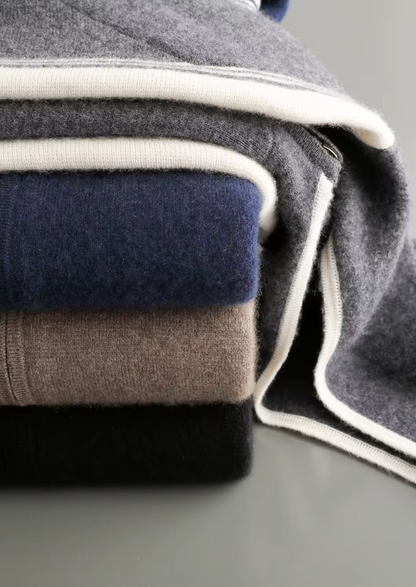 Pure Extra-Fine Merino Wool Dark Gray Damien Set | Vallentty